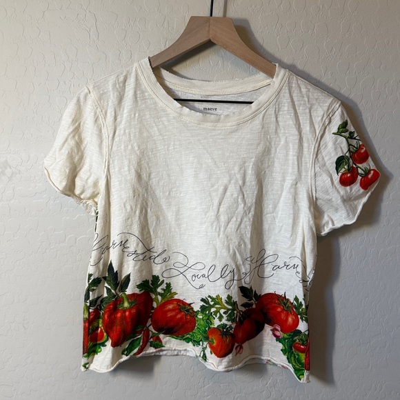 Maeve Anthropologie Tomato Grapic Boxy Tee Cotton XS - Picture 3 of 6